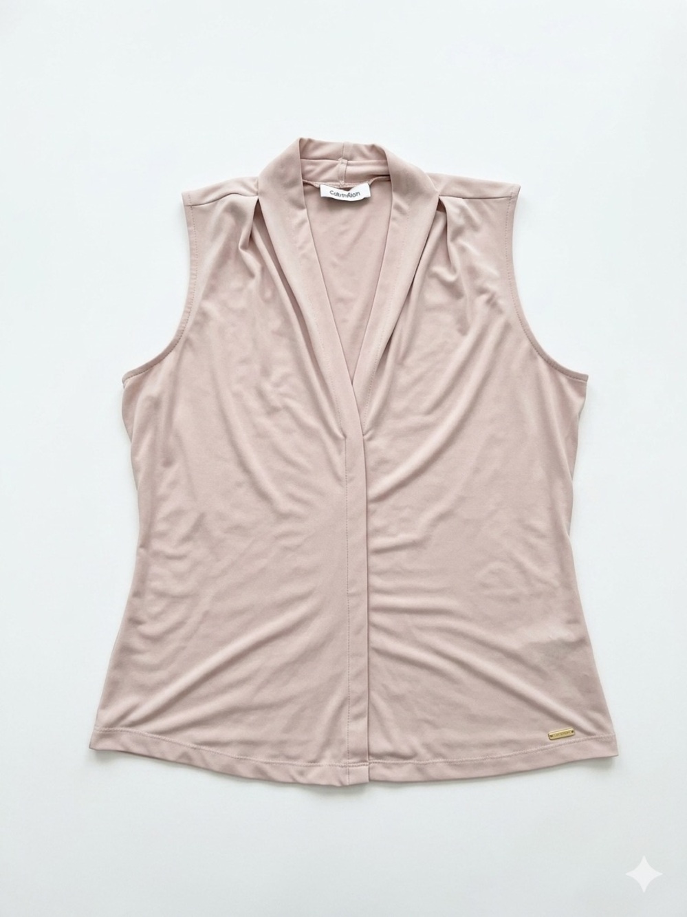 Calvin Klein Sleeveless V-Neck Shell in Light Blush